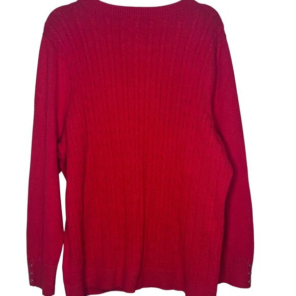 NWOT Talbots Plus Red Cable Knit Sweater Womens 3X Office Holiday Classic Cozy - Picture 3 of 8